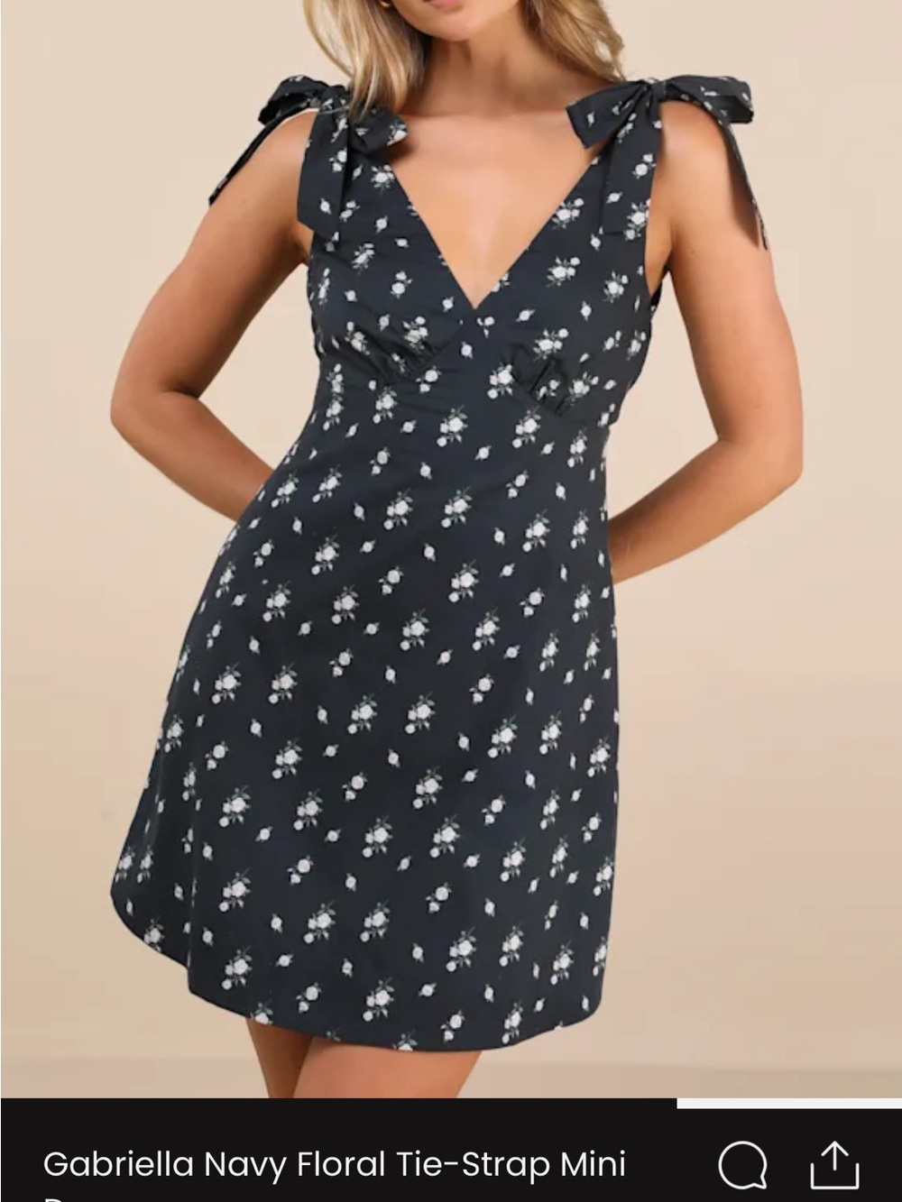 Lulu's Navy Floral Tie-Strap Mini Dress